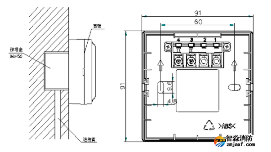 海灣J-SAM-GST9121B手動火災(zāi)報警按鈕預埋盒